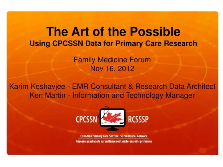 the art of the possible using cpcssn data for primary care research