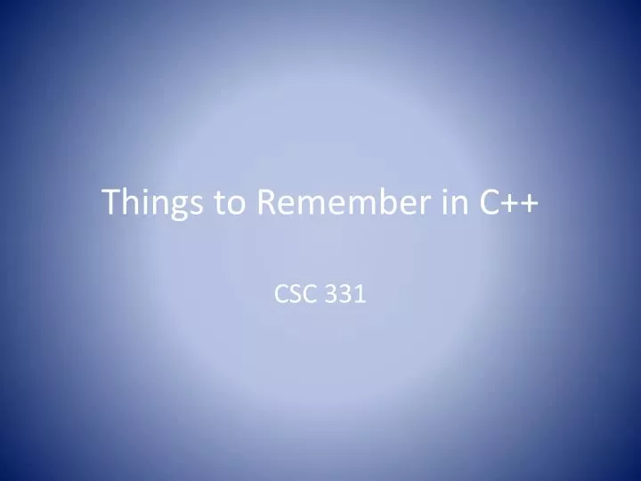 things to remember in c