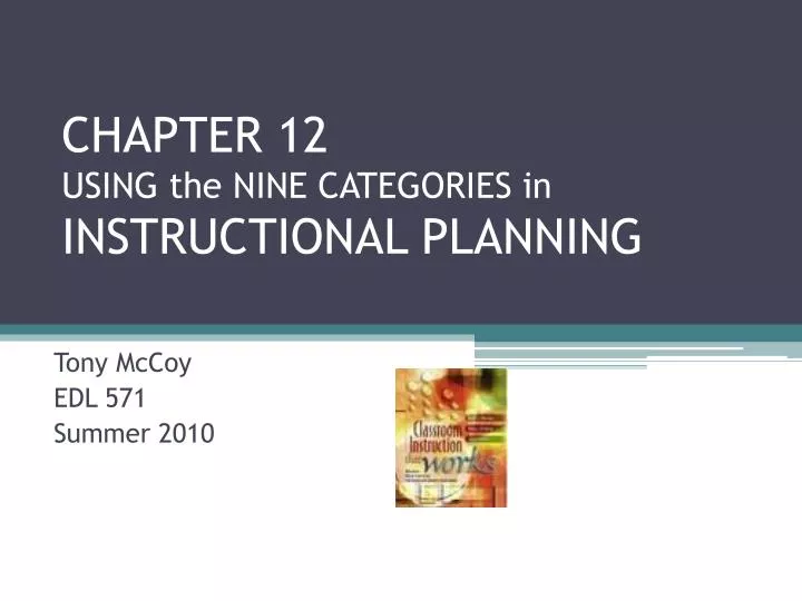 chapter 12 using the nine categories in instructional planning