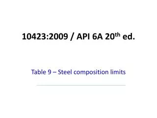 10423:2009 / API 6A 20 th ed.