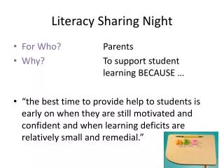 Literacy Sharing Night