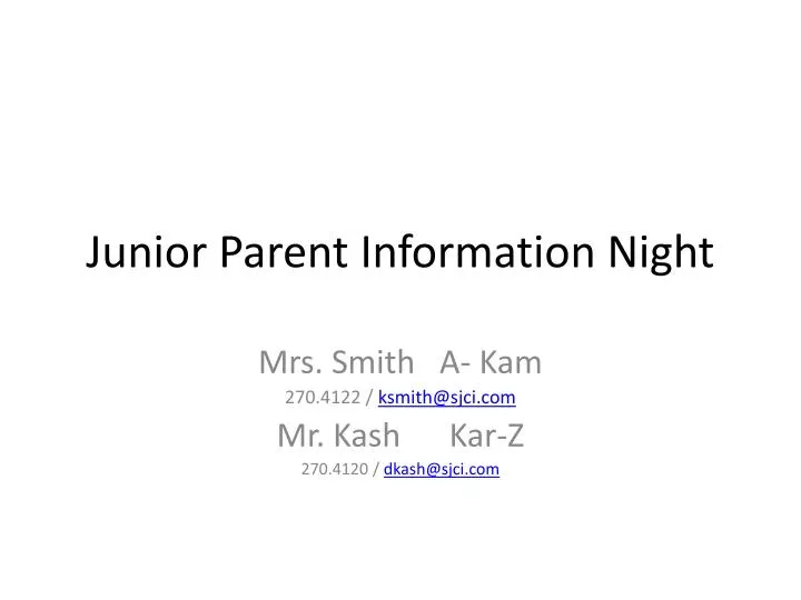 junior parent information night