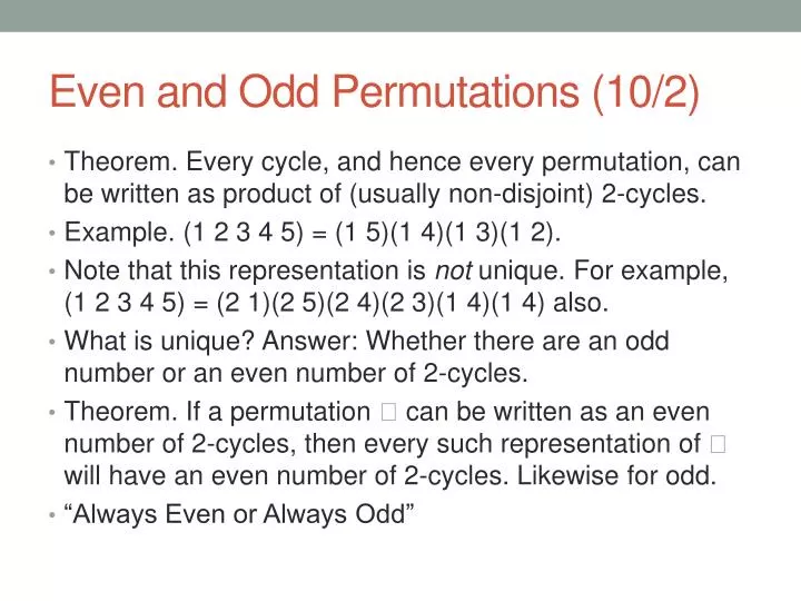 even and odd permutations 10 2