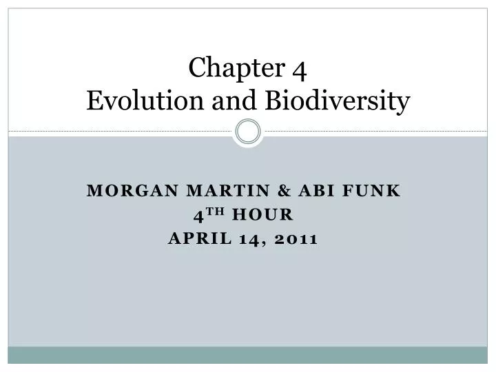 chapter 4 evolution and biodiversity