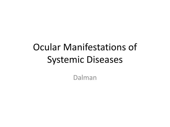ocular manifestations of systemic diseases
