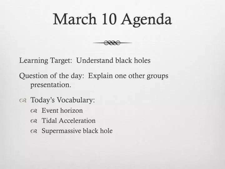 march 10 agenda