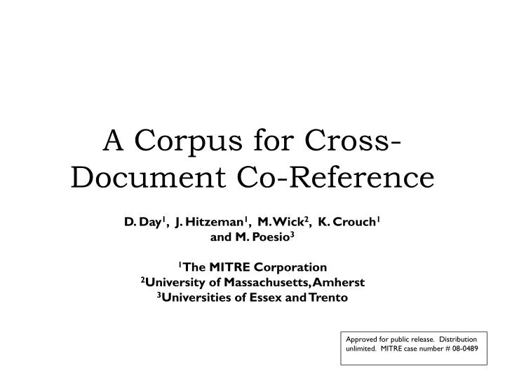 a corpus for cross document co reference