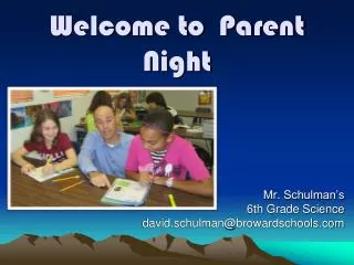 Welcome to Parent Night