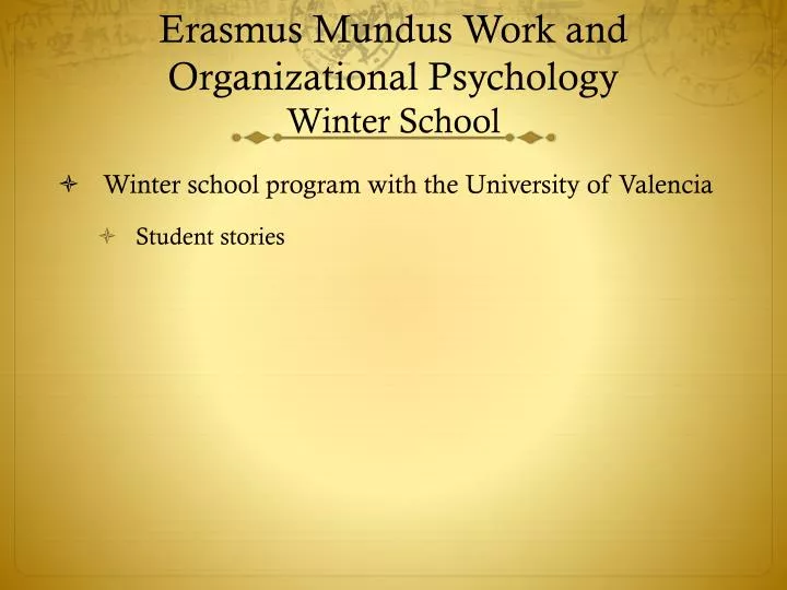 erasmus mundus work and organizational psychology winter school