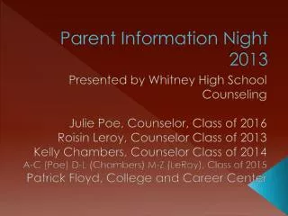 Parent Information Night 2013