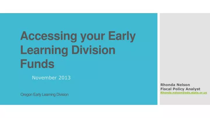accessing your early learning division funds
