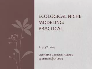 Ecological Niche Modeling : practical
