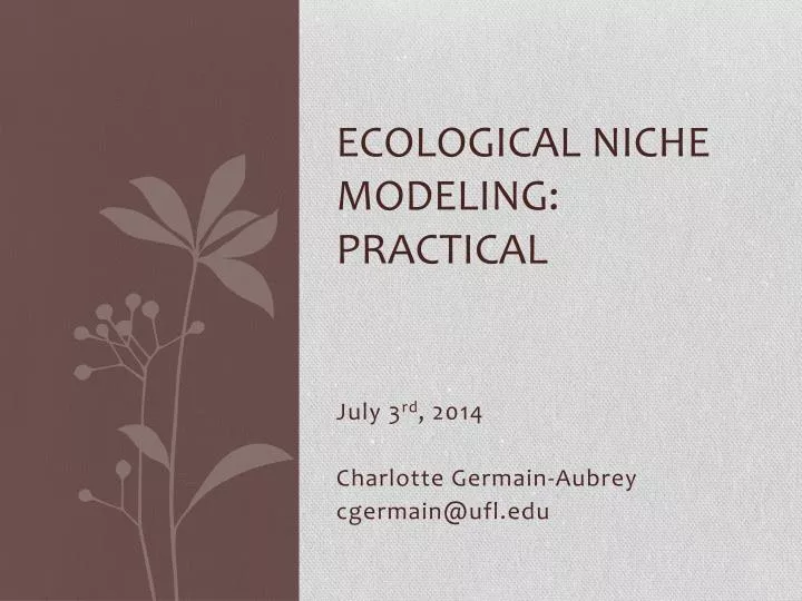 ecological niche modeling practical