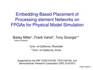 Embedding-Based Placement of Processing element Networks on FPGAs for Physical Model Simulation