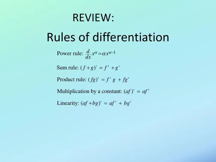 rules of differentiation