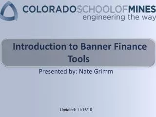 Introduction to Banner Finance Tools