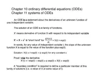 Chapter 10 ordinary differential equations (ODEs) Chapter 11 systems of ODEs