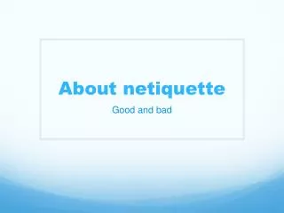 About netiquette