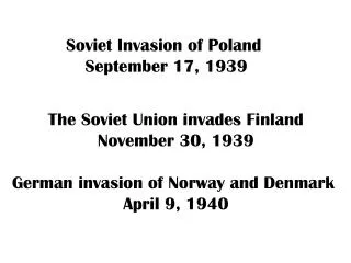 Soviet Invasion of Poland September 17, 1939