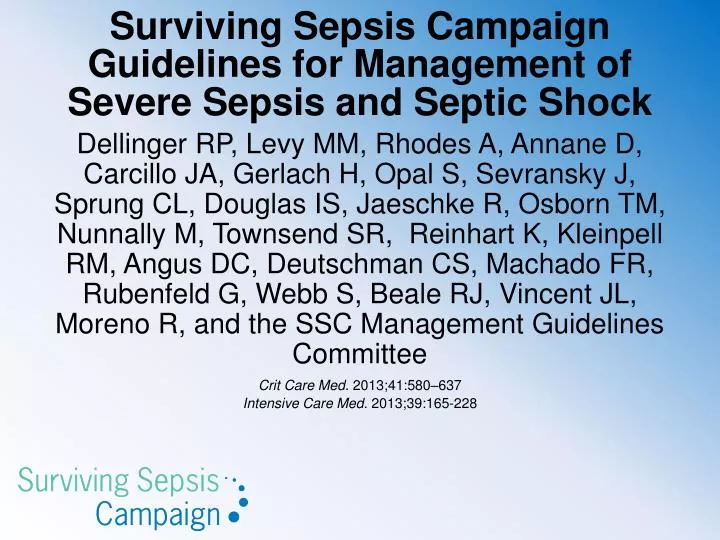 surviving sepsis campaign guidelines for management of severe sepsis and septic shock