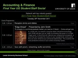 Accounting &amp; Finance Final Year UG Student/Staff Social