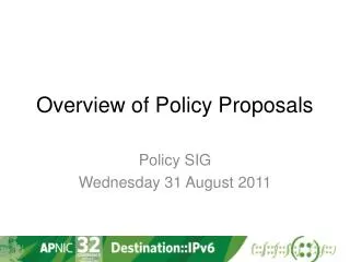 Overview of Policy Proposals