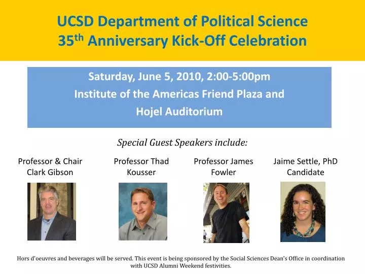 ucsd department of political science 35 th anniversary kick off celebration