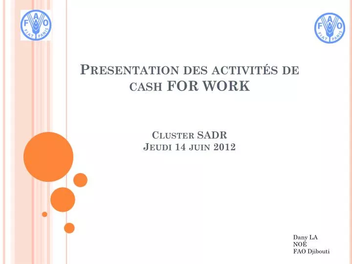 presentation des activit s de cash for work cluster sadr jeudi 14 juin 2012