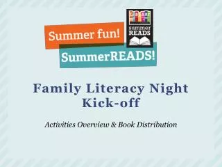 Family Literacy Night Kick-off