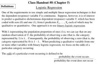 Class Handout #8 (Chapter 5)