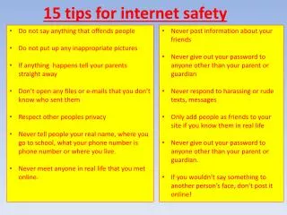 15 tips for internet safety