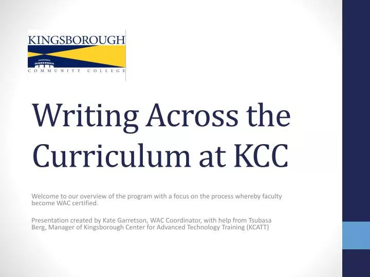 writing across the curriculum at kcc