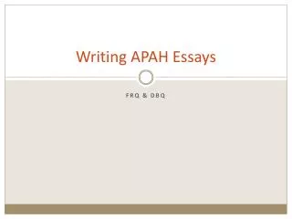 Writing APAH Essays