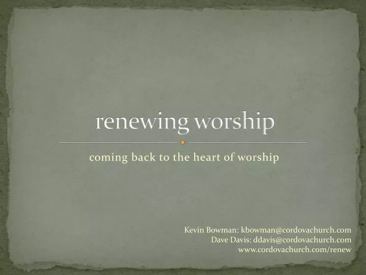 renewing worship