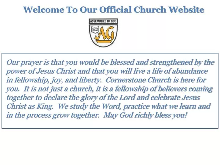 welcome to our official church website