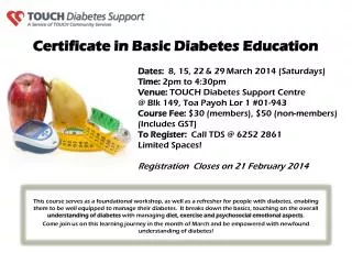 Certificate in Basic Diabetes Education