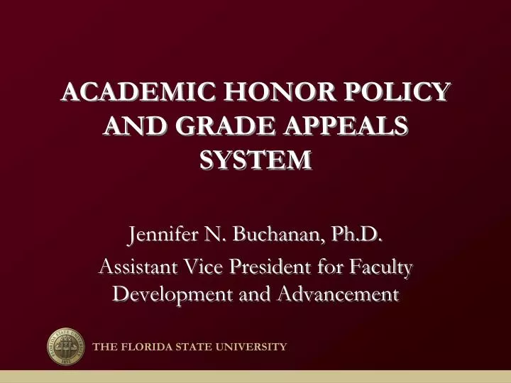 academic honor policy and grade appeals system