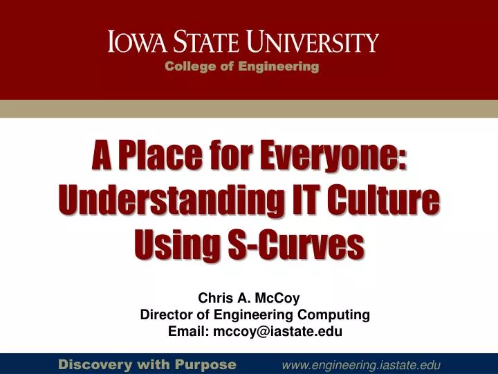a place for everyone understanding it culture using s curves