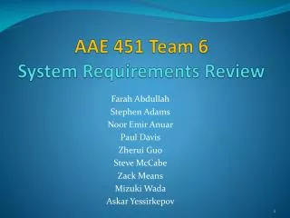 AAE 451 Team 6 System Requirements Review