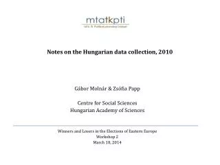 Notes on the Hungarian data collection, 2010