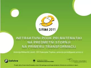inetraktivni pouk pri matematiki na predmetni stopnji na primeru transformacij