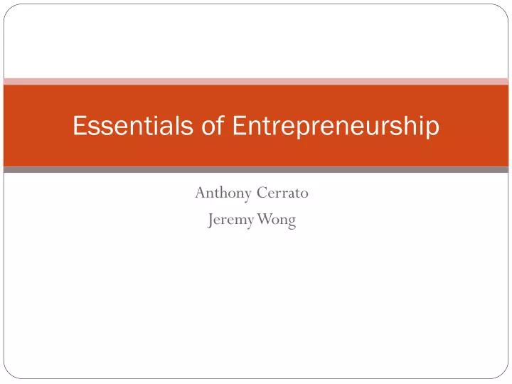 essentials of entrepreneurship