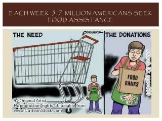 Each week 5.7 million Americans seek food assistance