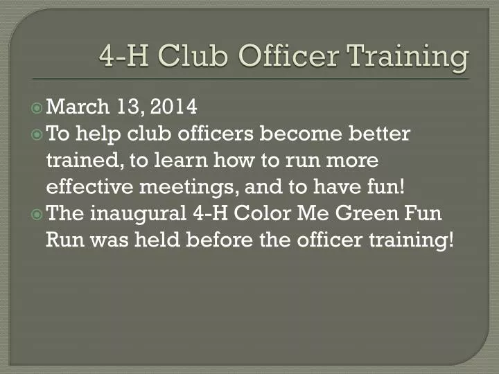 4 h club officer training