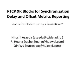 RTCP XR Blocks for Synchronization Delay and Offset Metrics Reporting