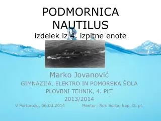 podmornica nautilus izdelek iz 4 izpitne enote