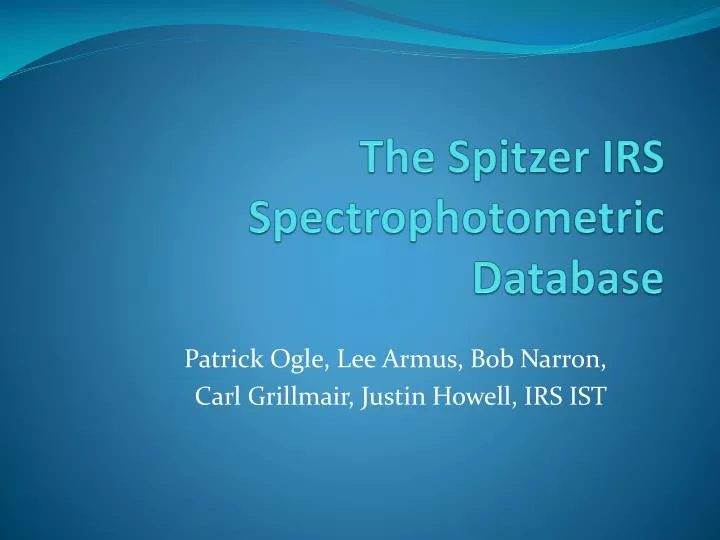 the spitzer irs spectrophotometric database