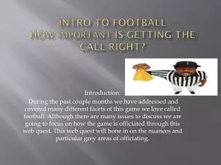 Intro to Football How important is getting the call right?
