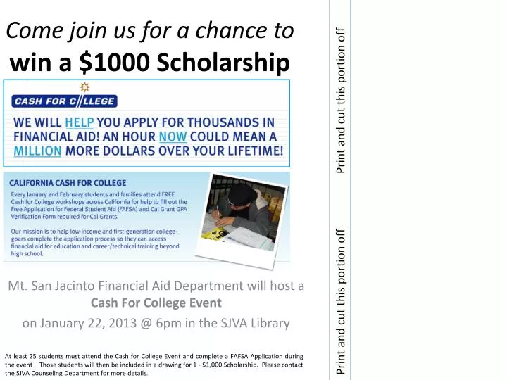 come join us for a chance to win a 1000 scholarship