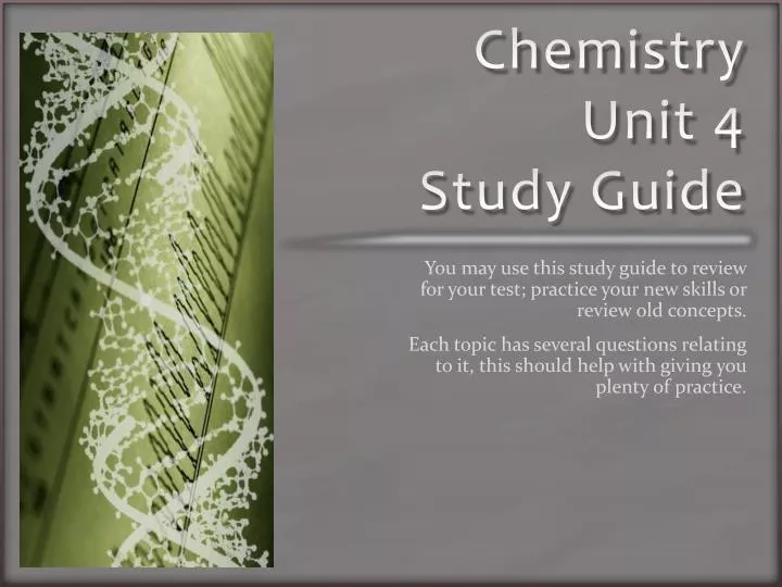 chemistry unit 4 study guide